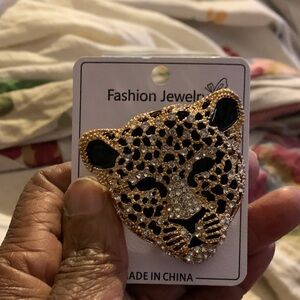 New Gold and Black Leopard Brooch
